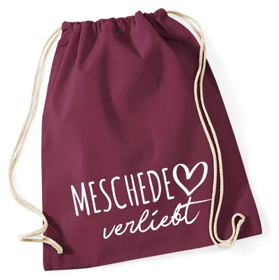 Produktbild von Huuraa Turnbeutel Meschede verliebt 12 Liter Burgundy Baumwolle Rucksack Geschenkidee