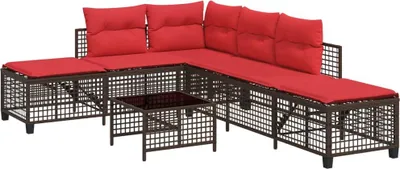Produktbild von vidaXL 3-teiliges Ecksofa-Set für den Garten mit Kissen, braun, Polyrattan