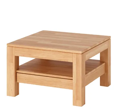 Produktbild von Wohnzimmertisch Kernbuche massiv 70x70 cm Couchtisch mit Schublade