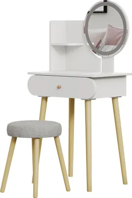 Produktbild von Vicco Toaletní stolek Edda, 60 cm se zrcadlem LED a stoličkou, Bílá