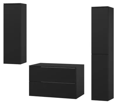 Produktbild von Badezimmerset 3-Teilig: Unterschrank + 2 Hochschränke Color Schwarz (2S 80 + 1D 100 + 2D160)