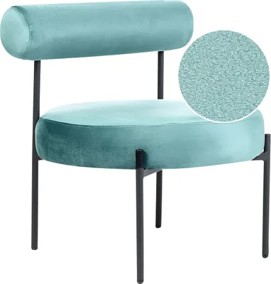 Produktbild von BELIANI Sessel Türkis Samtstoff Rund mit Niedriger Lehne Schwarzen Metallbeinen Retro-Design Wohnzimmer Möbel Ausstattung Sitzecke Sitzmöbel