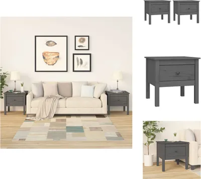 Immagine prodotto di vidaXL Tavolini 2 pz. Grigio 50x50x49 cm in legno di pino massiccio - Tavolini