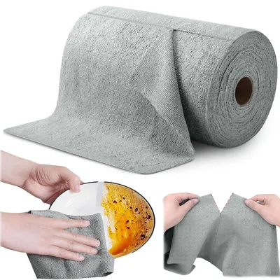 Produktbild von Omgoods – Rolle mit 50 Reinigungstücher – Mikrofaser – Wiederverwendbar – Streifenfrei – Für Küche/Auto/Glas – 25 x 25 cm – Reinigungsstoff