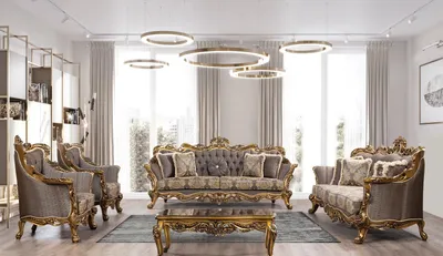 Produktbild von Luxus Sofagarnitur Klassische Couch Sofa Polster Möbel Set Komplett 5tlg