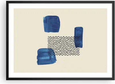 Produktbild von Gerahmtes Poster - Schwarzer Rahmen - Abstraktion Flecken Zickzack - 70x50 cm - Wand Bild - Wanddeko - Wandbilder - Kunstposter - Wandposter - Bilderrahmen - Bilder - Kunstdruck - P2BAA70x50-4515