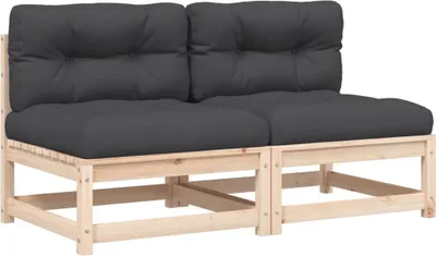 Produktbild von Gartensofas ohne Armlehnen mit Kissen 2 Stk. Massivholz Kiefer