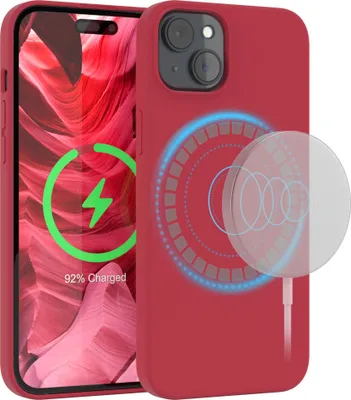 Produktbild von EAZY CASE Silikon MagSafe Handyhülle kompatibel mit Apple iPhone 15 Plus Hülle mit Kameraschutz, Silikonhülle, Schutzhülle Rot