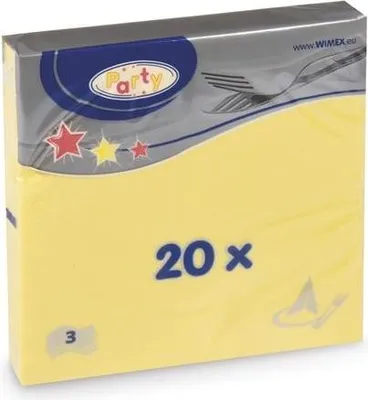 Obrázek produktu pro Papírové ubrousky -  třívrstvé, žluté, 20 ks