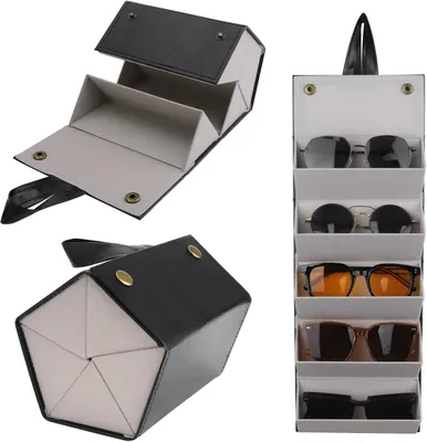 Imagen del producto de Estuche organizador para gafas, plegable, con 5 compartimentos, color , ideal para viajes y almacenamiento