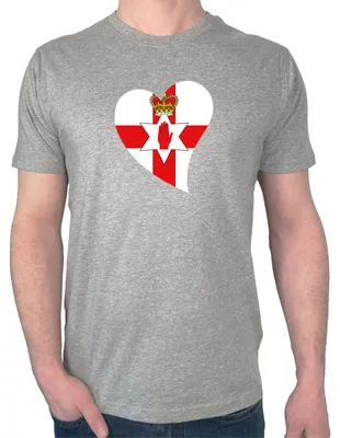 Produktbild von Huuraa Herren T-Shirt Nordirland Flagge Herz S Sport Grey Bio Baumwolle Fairtrade Herrenshirt Geschenkidee