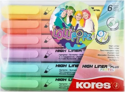 Imagen del producto de Marcadores Kores High Liner Plus Pastel LOLLIPOPZ - 6 colores pastel