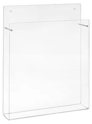 Produktbild von DIN A4 Wandprospekthalter im Hochformat aus Acrylglas / Wandmontage / Bohrlöcher / Acryl