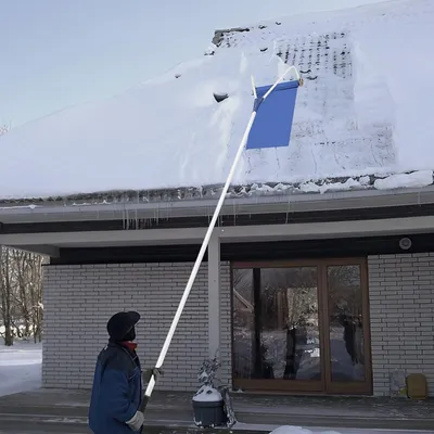 Produktbild von Schneeschieber - Schneeräumgerät - Schneeschaufel - Dachschieber - Verstellbarer Aluminiumstiel