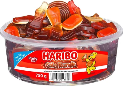 Produktbild von Haribo Cola Runde Runddose Fruchtgummi teilweise mit Schaumzucker 750g