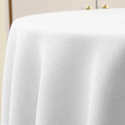 Imagen del producto de REMZETTA, mantel redondo, apariencia de lino, lavable, efecto loto, 140 cm, blanco