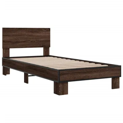Produktbild von Bettgestell Braun Eichen-Optik 90x200 cm Holzwerkstoff Metall