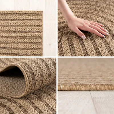 Obrázek produktu pro Carpetsale24 Vnit?ní a Venkovní Koberec Vod?odolný P?írodní Jutový Vzhled Ideální do Obývacího Pokoje Kuchyn? Terasy a Balkonu, Velikost: 80x250 cm