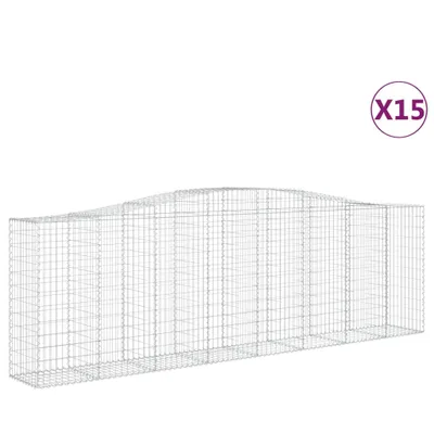 Obrázok produktu pre vidaXL Gabióny s vysokým oblúkom 15 ks 400x50x120/140cm Pozinkované železo