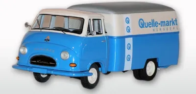 Produktbild von G35105_0 Golden Oldies Hanomag Kurier mit Kofferaufbau 1:32 blau/weiss Quelle Markt, Nürnberg