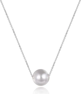 Produktbild von Sterling Silber Perle Choker Halskette Damen 8mm Süßwasser Zuchtperlen Hochzeit Geschenk