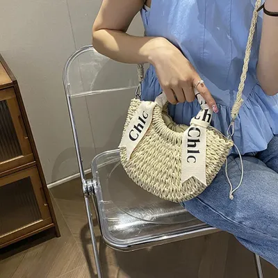 Produktbild von 2-in-1 Handgewebte Leinen-Bucket-Tasche - Großes Fassungsvermögen - Schultertasche - 1 Fach - Ohne Innenfach - Beige