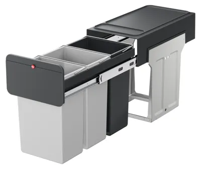 Produktbild von Hailo Einbaubehälter Eco-line Trio L, 3 x 10 Liter, Stahl/Schwarz