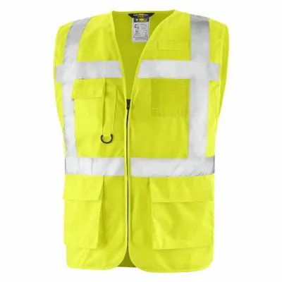 Produktbild von Warnweste mit Taschen und Reißverschluss in gelb Sicherheitsweste Größe XXL  (bei uns XS bis 7XL erhältlich)