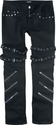 Produktbild von Gothicana by EMP Herren Schwarze Jeans mit Schnallen, Reißverschlüssen und Nieten W34L34