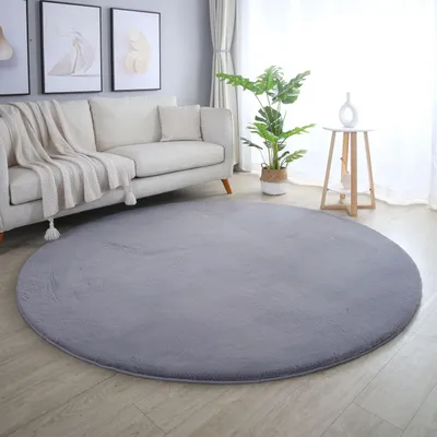 Image de Homebyhome Tapis à Poils Longs Doux Uni Effet Fourrure Moelleux Peluche Super Confortable pour Salon, Taille: 160 cm rond