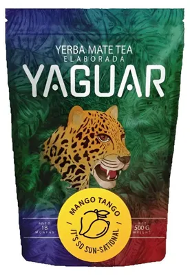 Produktbild von Yaguar - Mate Tee Mango Tango 500g - Tropischer Energie-Kick - Luftgetrocknet - Mild, Wenig Staub - Yerba Mate aus Brasilien - 18 Monate Gereift