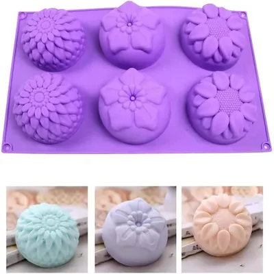 Image de Moules en silicone avec 6 cavités pour la fabrication de savons, de bombes de bain, de chocolats et de gelées