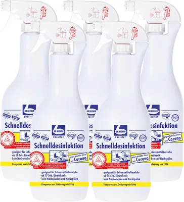 Produktbild von Dr. Becher Schnelldesinfektion 1L wirksam gegen Bakterien & Pilze (5er Pack)
