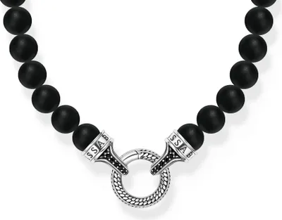 Image de Chaîne Obsidian-Beads argent