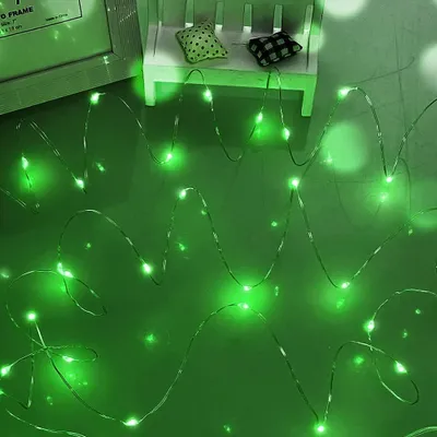 Obrázok produktu pre Zelené svetielka, 5 metrov, 50 LED, zelené vianočné svetielka na batérie, vhodné na Halloween a Vianoce