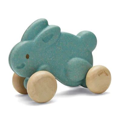 Produktbild von PlanToys Holzspielzeug Push Along Bunny-Blau