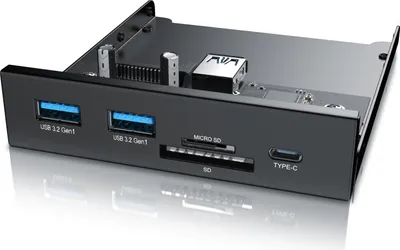 Obrázok produktu pre CSL USB 3.2 Gen.1 kovový predný panel, interná čítačka kariet, čítačka pamäťových kariet, až 5 Gbit/s, 5 rozhraní, čierna