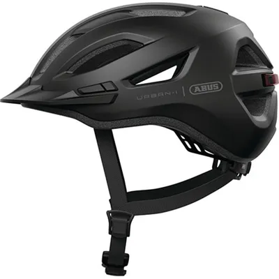 Zdjęcie produktu dla Kask miejski ABUS Urban-I 4.0 - kask rowerowy z ładowalnym tylnym światłem, 2 trybami oświetlenia, daszkiem, otworem na warkocz i zapięciem magnetycznym - dla nastolatków, kobiet i mężczyzn - rozmiar M, czarny