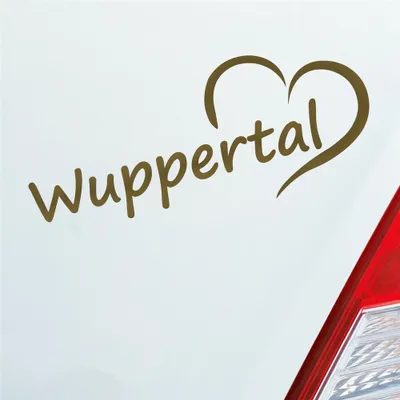 Produktbild von Auto Aufkleber Wuppertal Herz Stadt City Liebe Love Heart 19,5x8 cm Gold Sticker Heckscheibenaufkleber