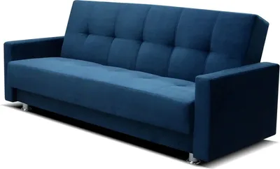 Produktbild von Schlafsofa ALA Sofa mit Schlaffunktion und Bettkasten, Klappsofa, Schlafcouch mit Füßen aus Metall, Couch in Frabe: Blau, Veloursstoff