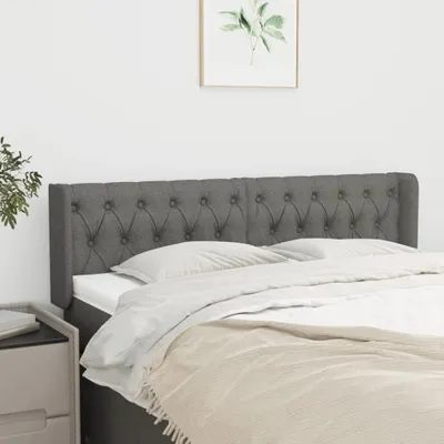 Produktbild von vidaXL Kopfteil mit Ohren Dunkelgrau 147x16x78/88 cm Stoff - Kopfteil - Kopfteile - Bett-Kopfteil - Bettkopfteil