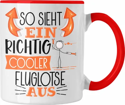 Produktbild von Trendation - Fluglotse Tasse Geschenk So Sieht Ein Richtig Cooler Fluglotse Aus Geschenkidee Spruch Lustig Becher (Rot)