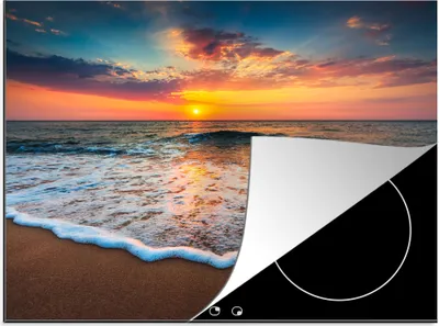 Produktbild von KitchenYeah© Herdabdeckplatte Strand - Meer - Sonnenuntergang , 59x52cm, Küche Deko, Glaskeramikkochfeld Herdabdeckung, Abdeckplatte fùr Kochfeld