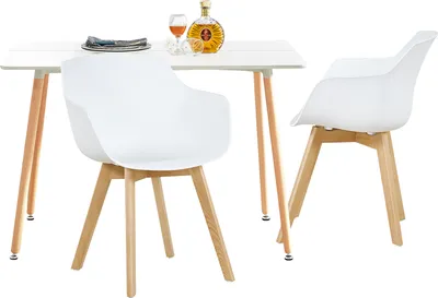 Obrázek produktu pro HJ WeDoo jídelna 2 židle (bílé) s jídelním stolem (bílý) 110x70x74cm, skandinávský design
