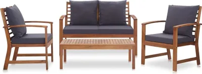Immagine prodotto di Set salotto da giardino con cuscini 4 pezzi in legno massiccio di acacia