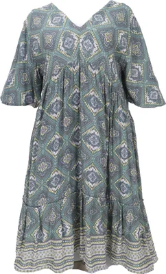 Produktbild von Boho Kurzarm Sommerkleid, Maxikleid, Strandkleid, Plus Size Sommerkleid - Salbei, Damen, Grün, Viskose, Kleider