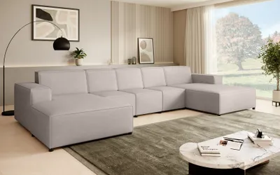 Produktbild von Ecksofa PEDRO U XL, breite Ottomane, Farbe: Cappuccino (Velo623)