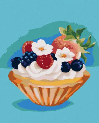 Produktbild von Zuty - Malen nach Zahlen - TÖRTCHEN MIT OBST (MYROSLAVA WOLOSCHUK), 40x50 cm, mit Keilrahmen (bereits gespannt)