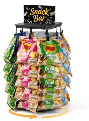 Chipsständer 5 Etagen, 40 Clips, drehbar, Holz/Metall, schwarz