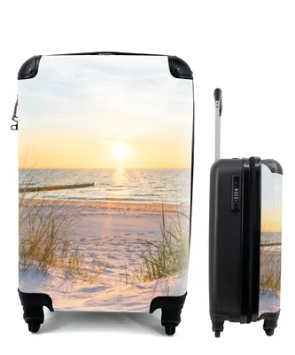 Produktbild von MuchoWow® Koffer Handgepäck Trolley Rollkoffer Kleine Reisekoffer mit 4 Rollen - Strand - Sonne - Düne - Gras - Sand - Horizont - Cabin Size < 55x40x23 cm & 55x40x20 cm - Fotokoffer - Kabinenkoffer - Boardgepäck - Reise-Box - Reisekoffer - Reisegepäck - Koffer mit Bild - Trolley für Kinder